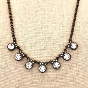 Aeropostale | Gunmetal Rhinestone Statement  Necklace | 18” Adjustable